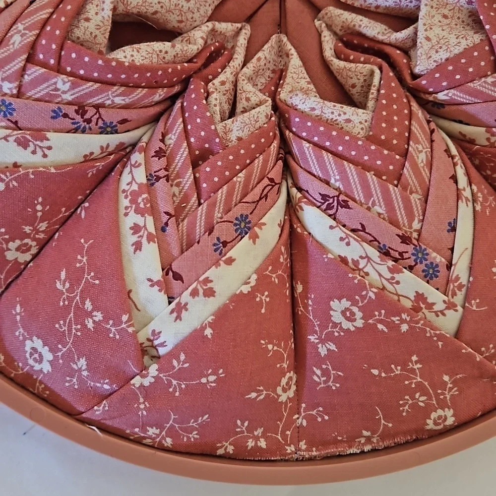 Handmade Upcycled Fabric Wall Art Pink Floral 10